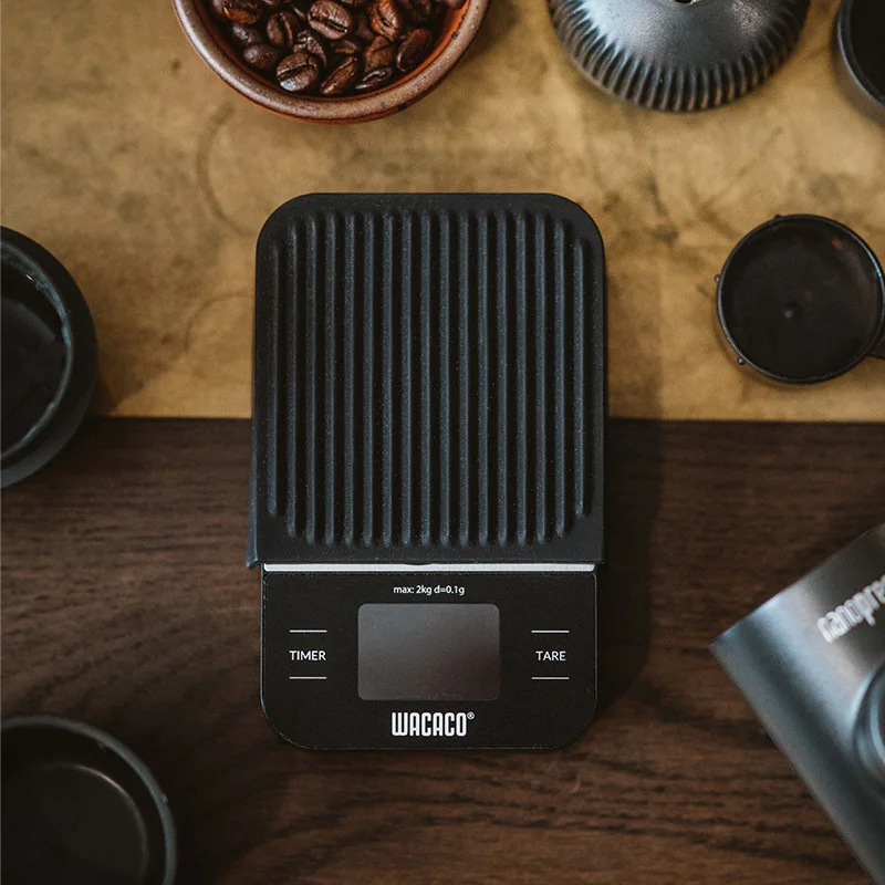 타이머가 포함된 WACACO Exagram 커피 스케일, 0.1g 정밀 눈금, 실리콘 패드가 포함된 휴대용 포켓 스케일, 배터리는 포함되어 있지 않음