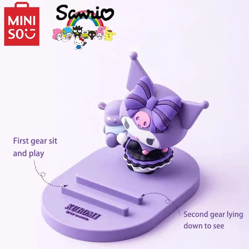 

Genuine MINISO Sanrio Desktop Lazy Phone Stand Kawaii Kuromi Children's Toys Decorative Doll Model Ornaments Girls Gift Pachacco