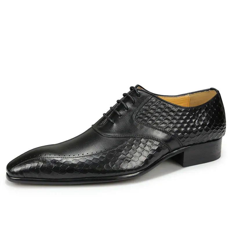 High Quality Formal Shoes for Men's Printing Handmade Leather Casual Social Oxfords Model Classic Office Soulier Homme New In