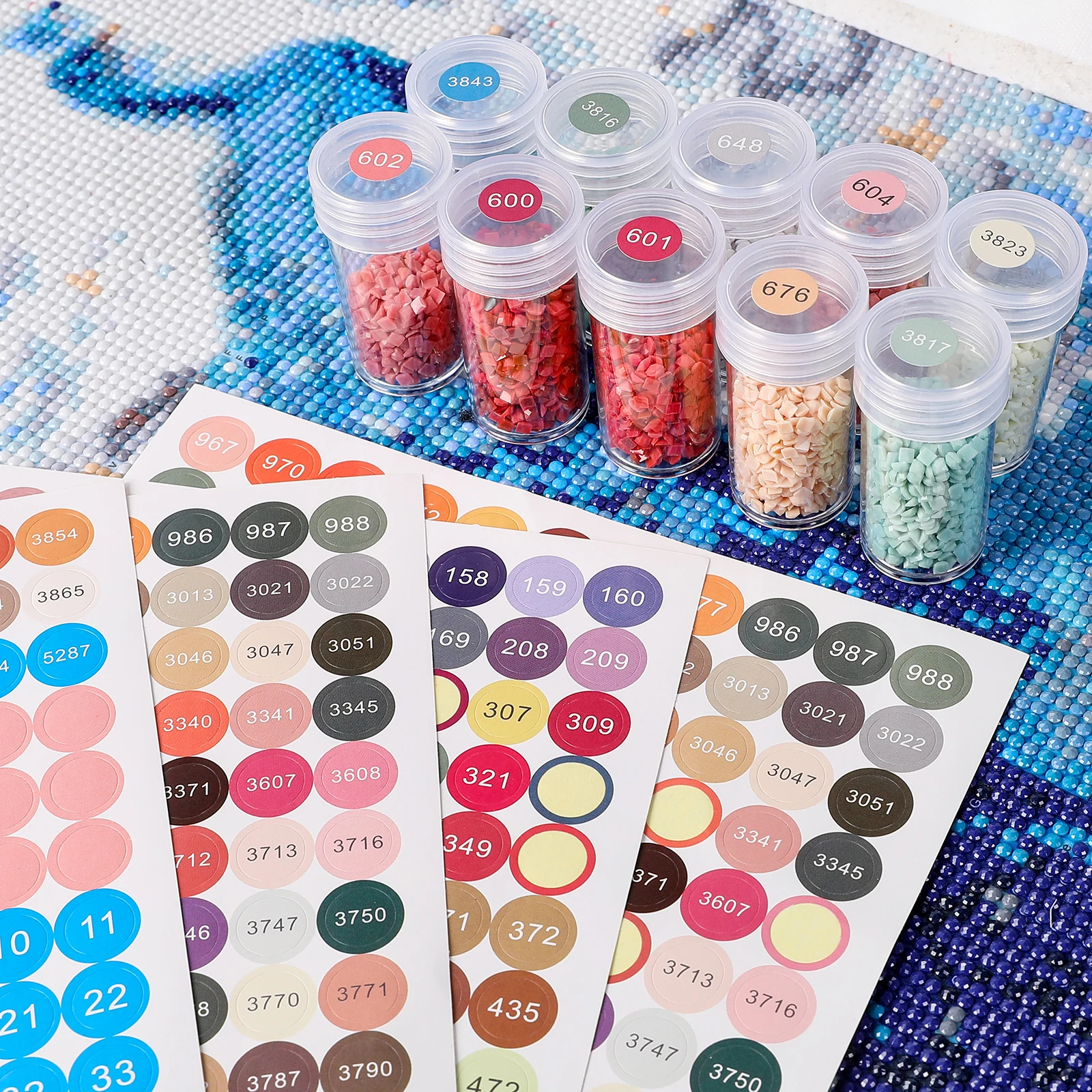 Color Number Stickers, Diamond Dot Number Stickers 447 Labels for Storage  Containers Diamond Painting Number Stickers Multi-Colors Apply to Diamond