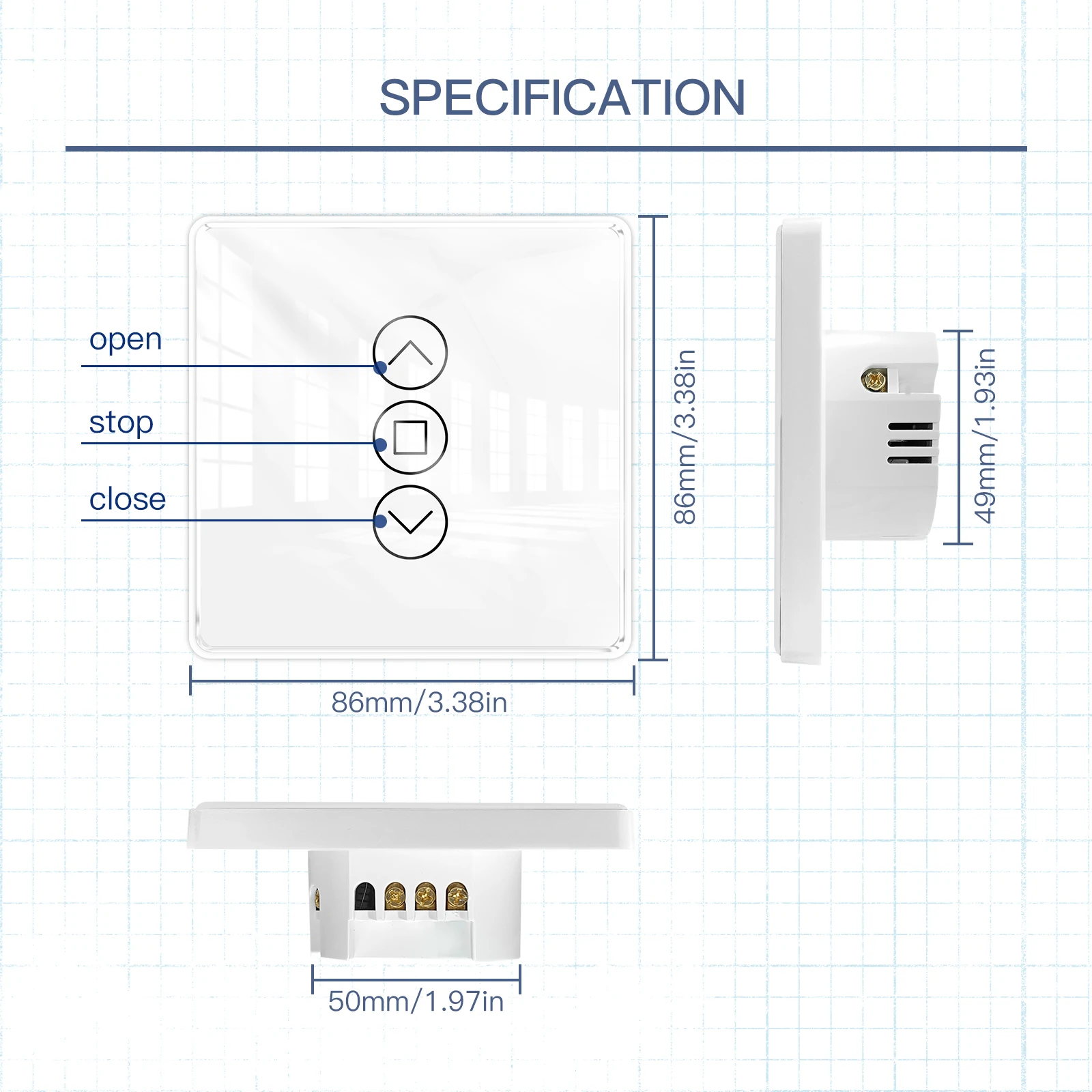 WiFi Smart 2.5D Arc Glass Touch Panel Curtain Switch Roller Blinds Shutters APP Remote Control Work With Alexa Google Home electric curtain switch