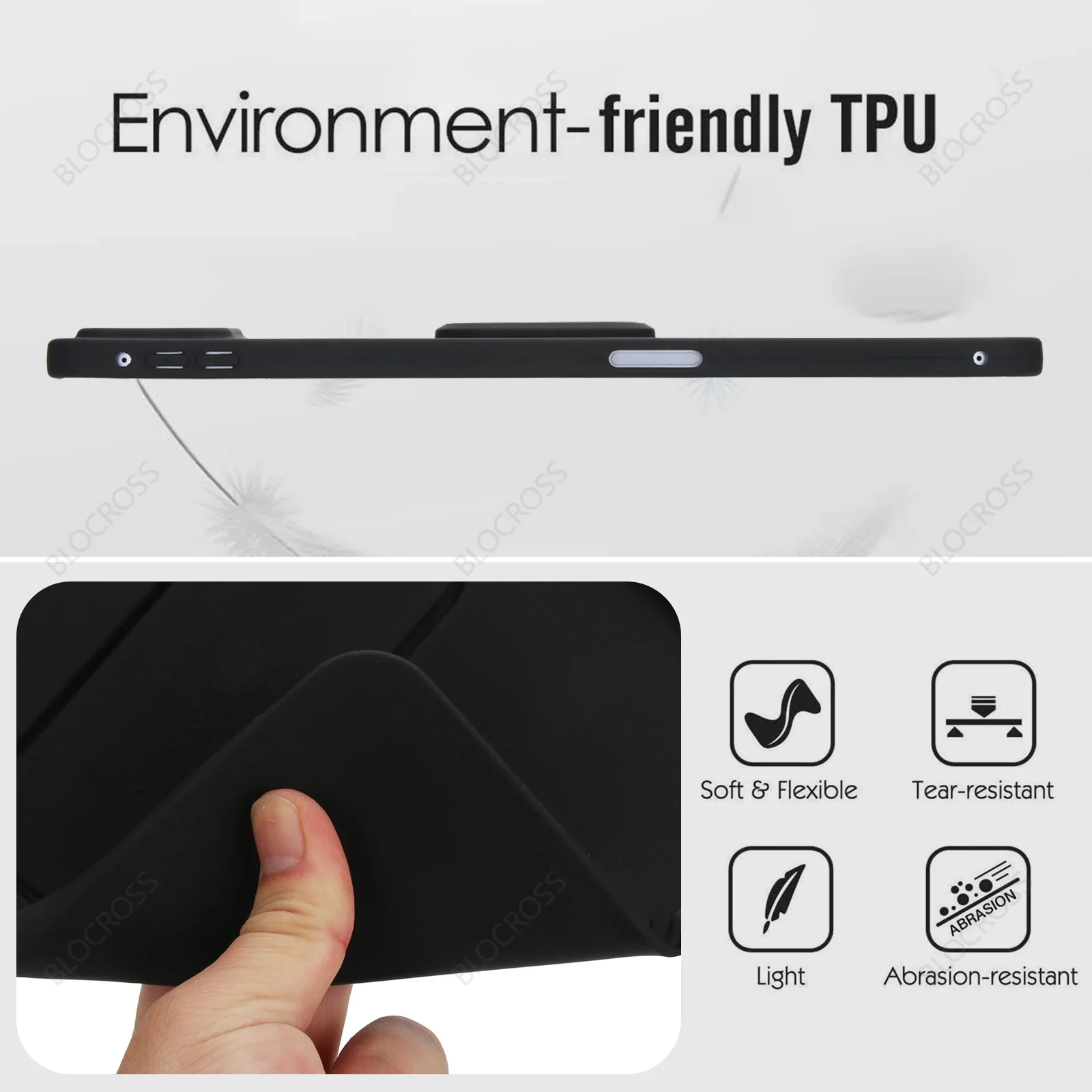 Universal Tablet Cover with Kickstand - Hybrid TPU + PC Skin-Touch Protective Shell