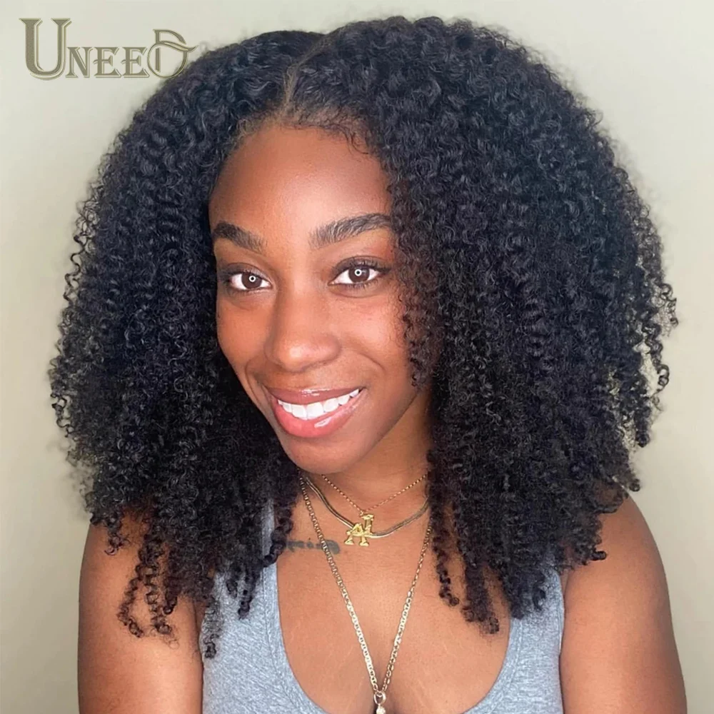 Mongolian Kinky Curly Wig Human Hair 13x4 Curly Lace Front Human Hair Wigs Kinky Curly Lace Closure Wig For Women 180 Density - Image 4
