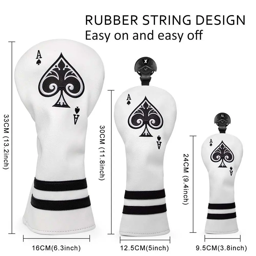 Golf Club Headcovers Spade A for Driver Fairway Hybrid Head covers Blade Putter Mallet Putter Covers Iron Clubs Headcover