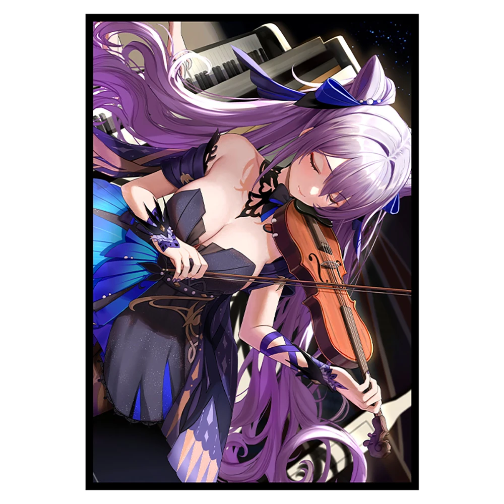 50Pcs 66 X91Mm Keqing Art Printing Anime Cards Sleeves Foil Trading Card Sleeves Fit Mtg/Pkm Card Protector Per Carte Ptcg