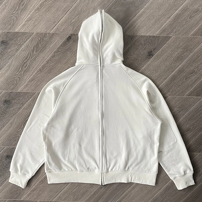2024 Double Full Zipper Solid Color Wash Heavy Fabric Hoodie Men Women High Quality Oversize Sweatshirts Jacket