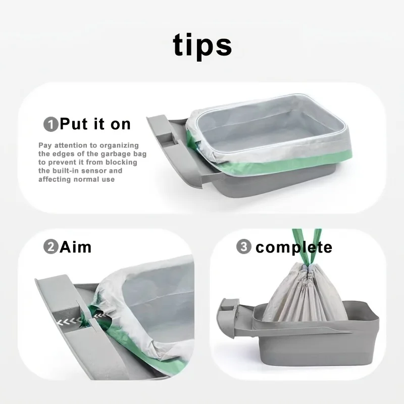 네카사 M1 셀프 클리닝 고양이 화장실용 3롤 쓰레기 봉투, 교체용 쓰레기 봉투, 자동 고양이 화장실 라이너 (끈 포함)