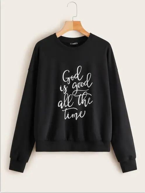 ZBBRDD GOD IS GOOD ATT THE TIME Letter Women Sweatshirts Streetwear Full Long Sleeve  Pullovers Graphic Clothing Drop shipping футболка детская kaftan good time р 34 122 128