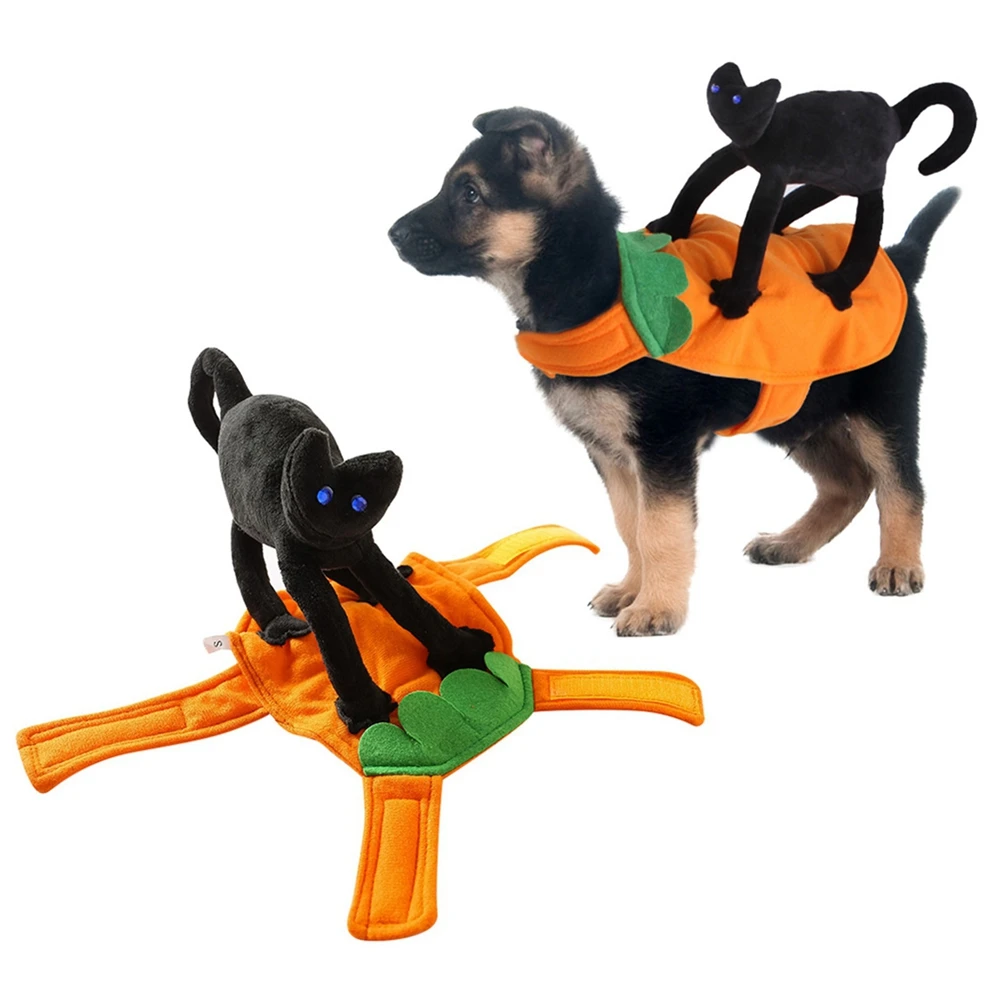 HalloweenDogClothesFunnyBlackRidingACatOutfitCostumesSets