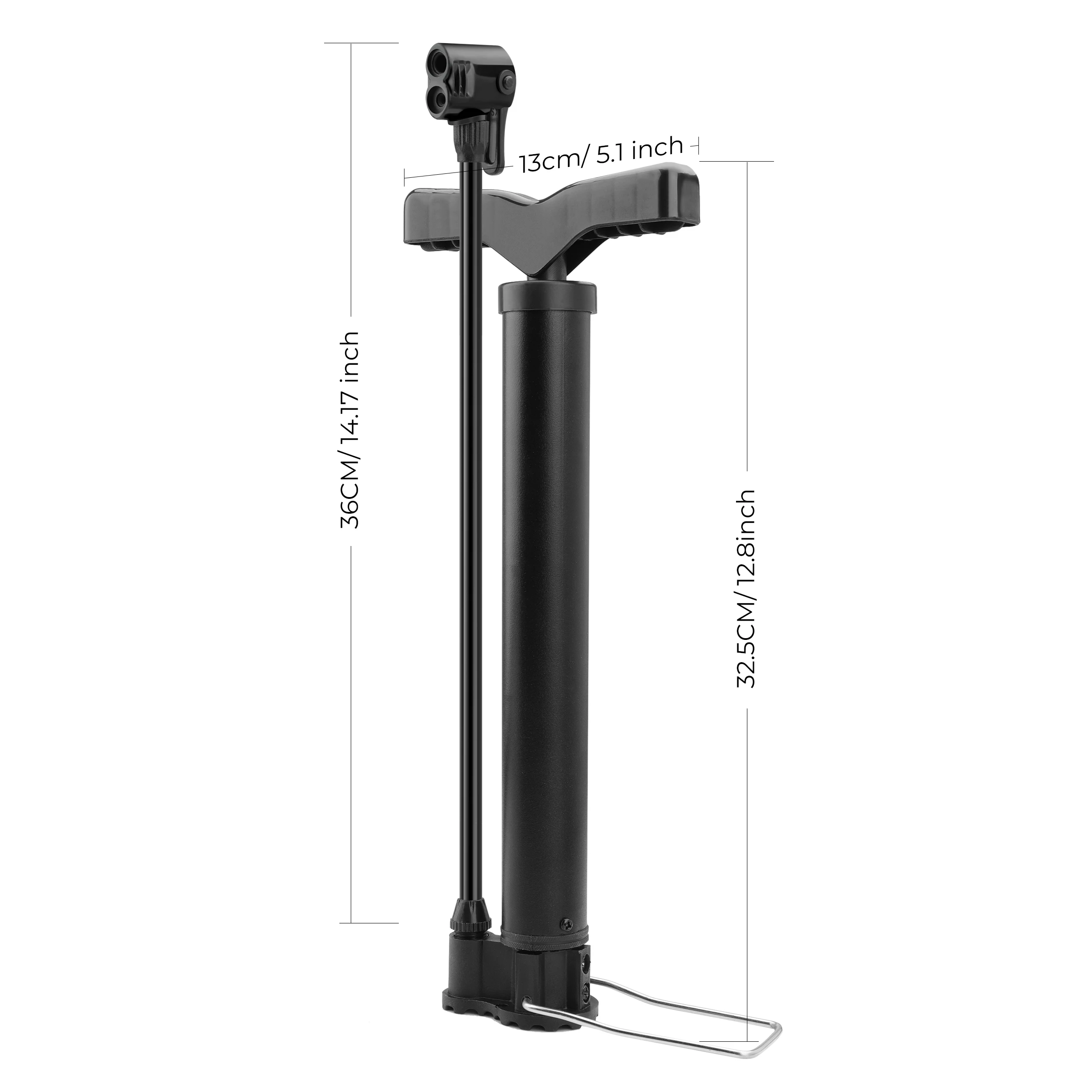 Bicycle Pump Portable Manual Air Max 120 PSI Bike Balloon Tire Inflator Schrader Valve Floor Cycling Accesories