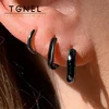 Black Hoop Earrings For Men Stainless Steel 8mm 20mm Small Punk Fashion Various Jewellery Accessories Classic Piercing Jewelry 6