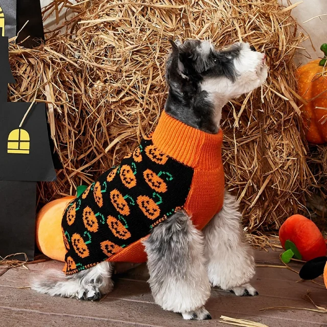 Cat Clothes Pet Puppy Dog Halloween Sweater Cat Pumpkin Knitwear