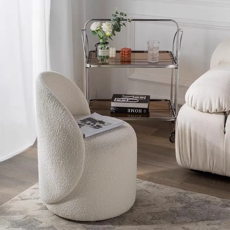Solid Wood Dressing Stool | Soft Upholstered Backrest | Ergonomic Rotatable Design | Bedroom/Home Leisure Chair