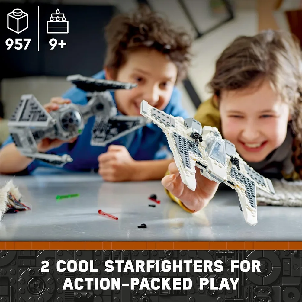 New Fighter Plane Model Toy, Fighter vs TIE Interceptor 75348 Building Blocks Set, Fans to Make and Display