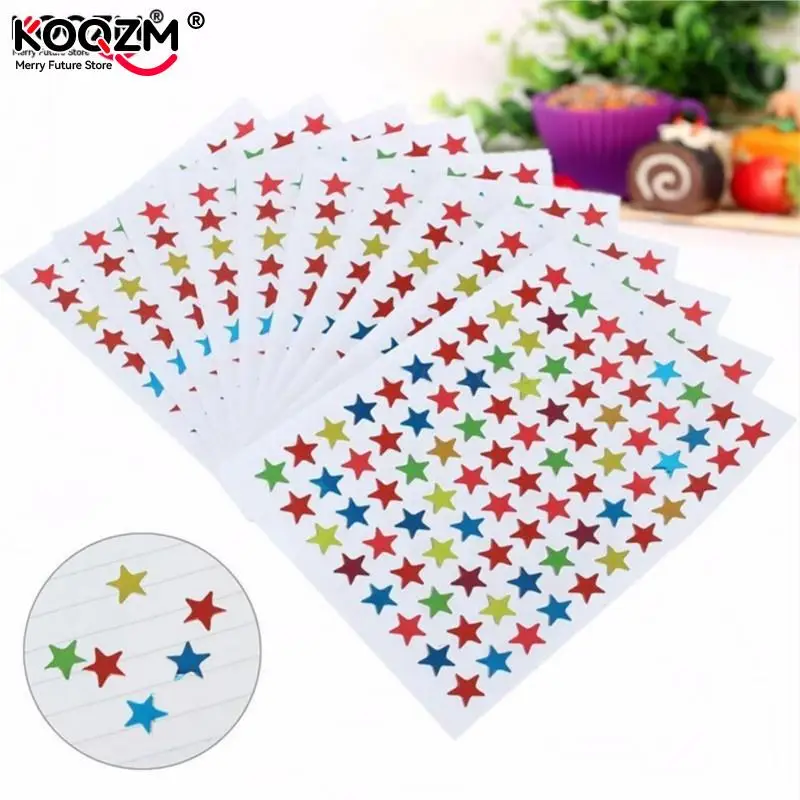 10 Sheets/880pcs Colorful Seal Cute Five-pointed Star Decoration Scrapbooking Paper Stickers Stationery School Office Supplies