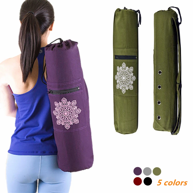 Wear-resistant Canvas Yoga Mat Backpack Breathable Sports Fitness Canvas  Bag Yoga Accessories