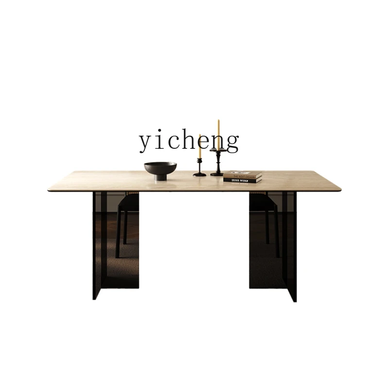 

ZK Retro Minimalist Cave Stone Stone Plate Dining Table and Chair Cream Style Acrylic Rectangular Dining Table