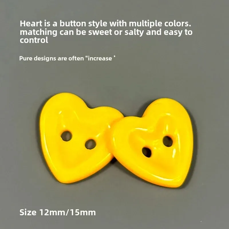 High-End Ceramic Heart-Shaped Buttons Simple Handmade Diy Clothing Accessories for Men Women Children Baby Clothing