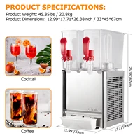 Commercial Beverage Dispenser, 2 Tanks 5.28 Gallon 20L Commercial Juice Dispenser, 10 Liter Per Tank, 280W Ice Drink Dispenser 2