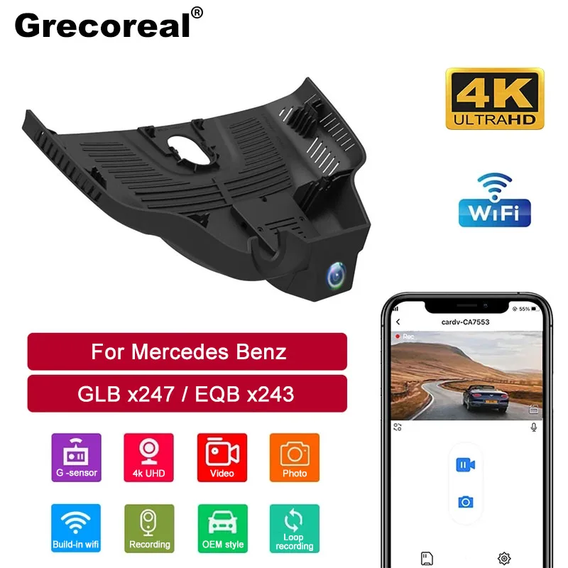

Front Rear Dash Cam Wifi Car 4K Dual Cam OEM Car Dvr Dash Camera Dashcam for Mercedes Benz GLB X247 EQB X243 2023 2022 2021