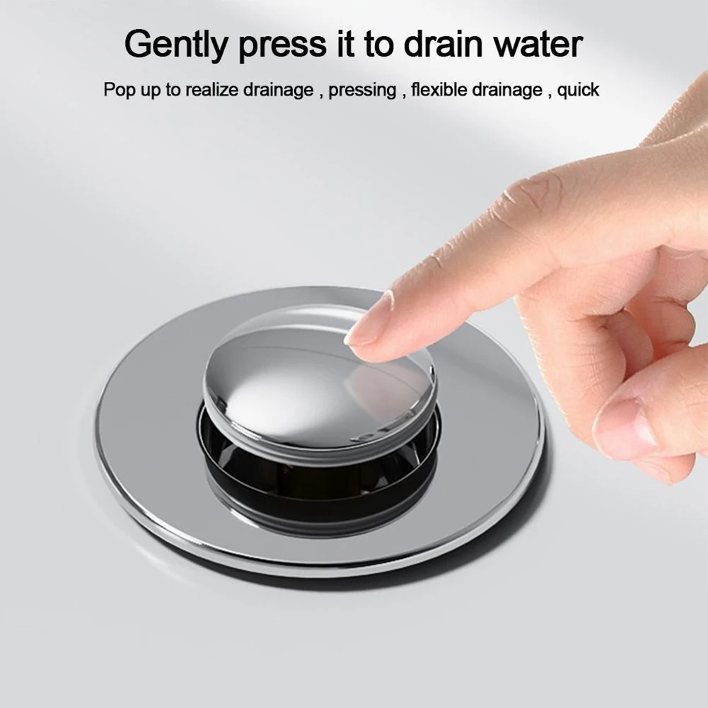 Sink Drain Strainer Stainless Steel Pop-Up Wash Basin Leak Plug Anti-Odor Bouncing Core Sink Stopper Filter Bathroom Tool