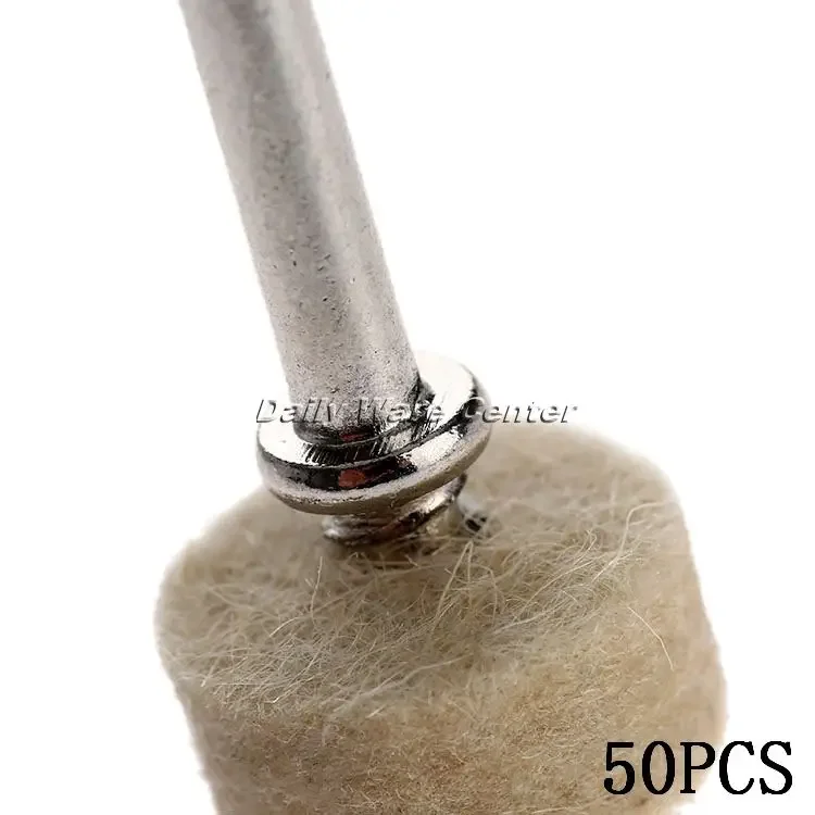 50Pcs 13mm Wool Felt Polishing Buffing Round Wheels Grinding Pad with 2 Shanks for Dremel Rotary Polishing Wheel Tools