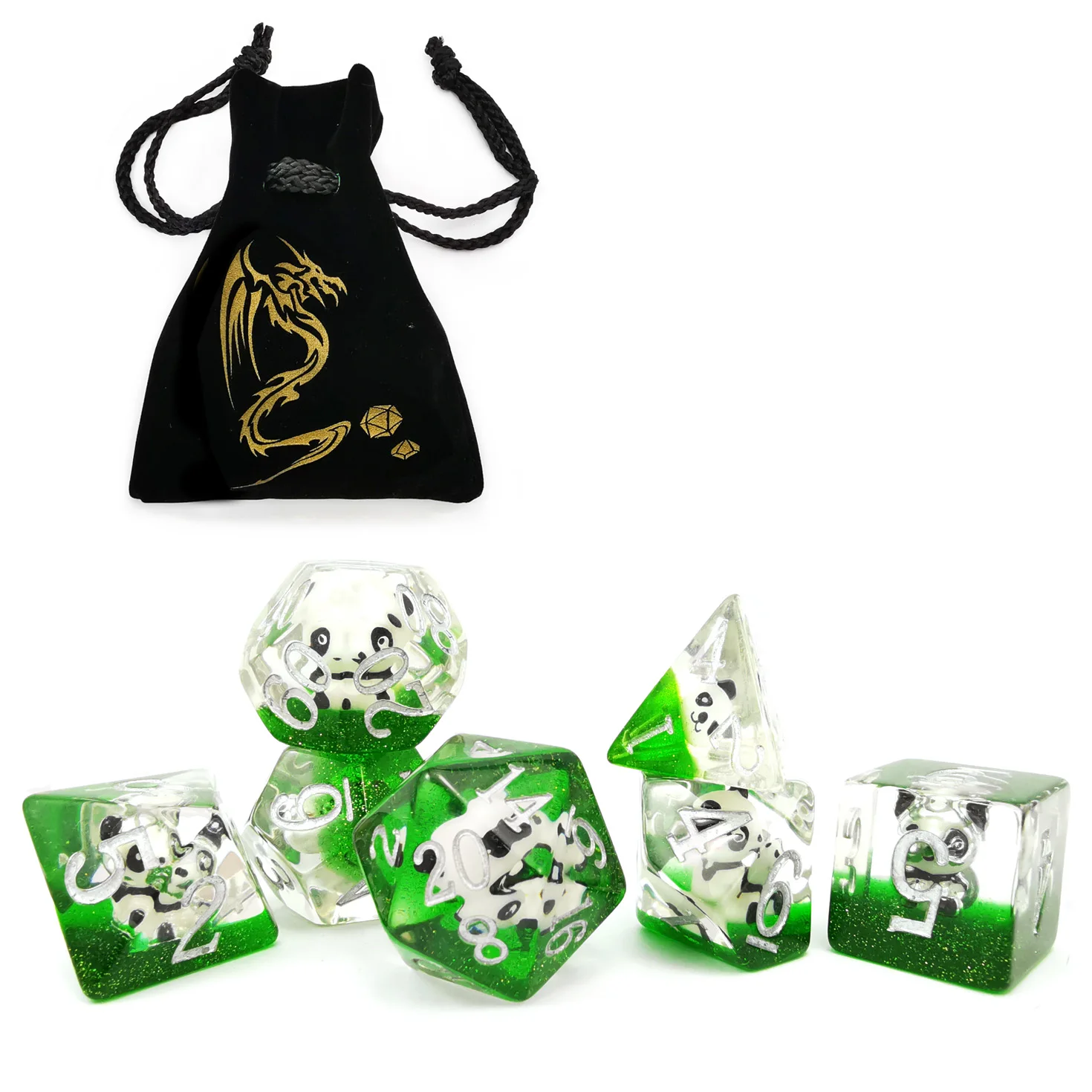 Bescon Oversized DND Animal Dice Set of Panda, Giant 7pcs Panda Polyhedral D&D Dice Set, Big Sized Dungeons and Dragons Dice 2