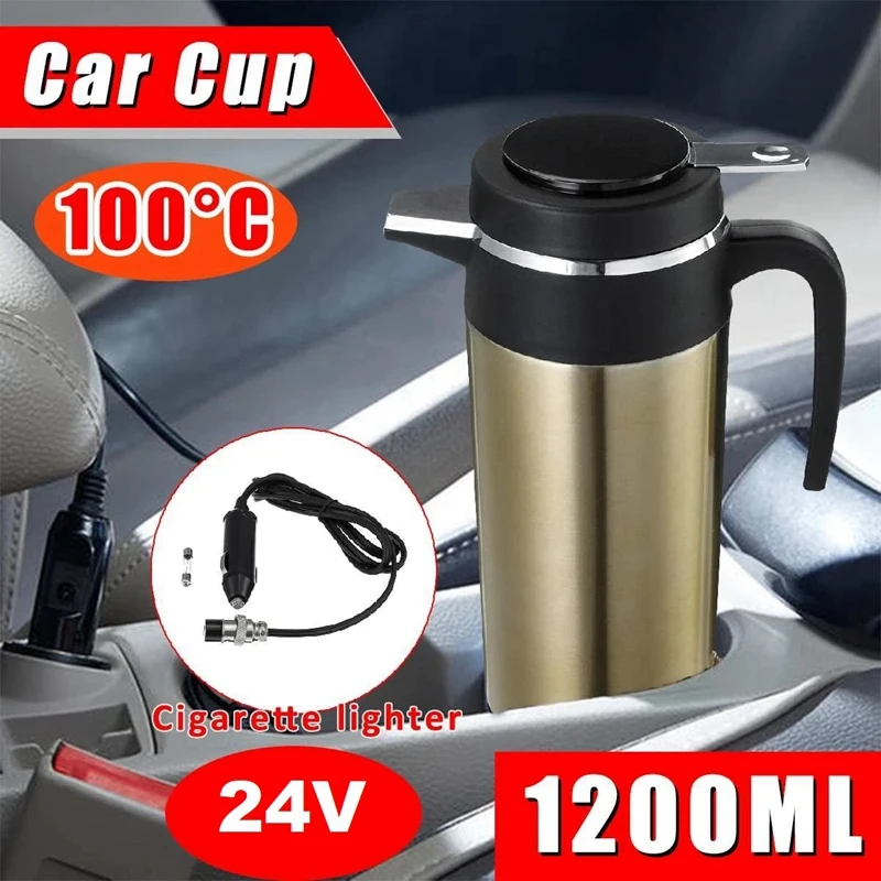 

1200ML 24V Car Electric Kettle Car Stainless Steel -Cigarette Lighter Heating Kettle Mug Electric Travel Thermoses