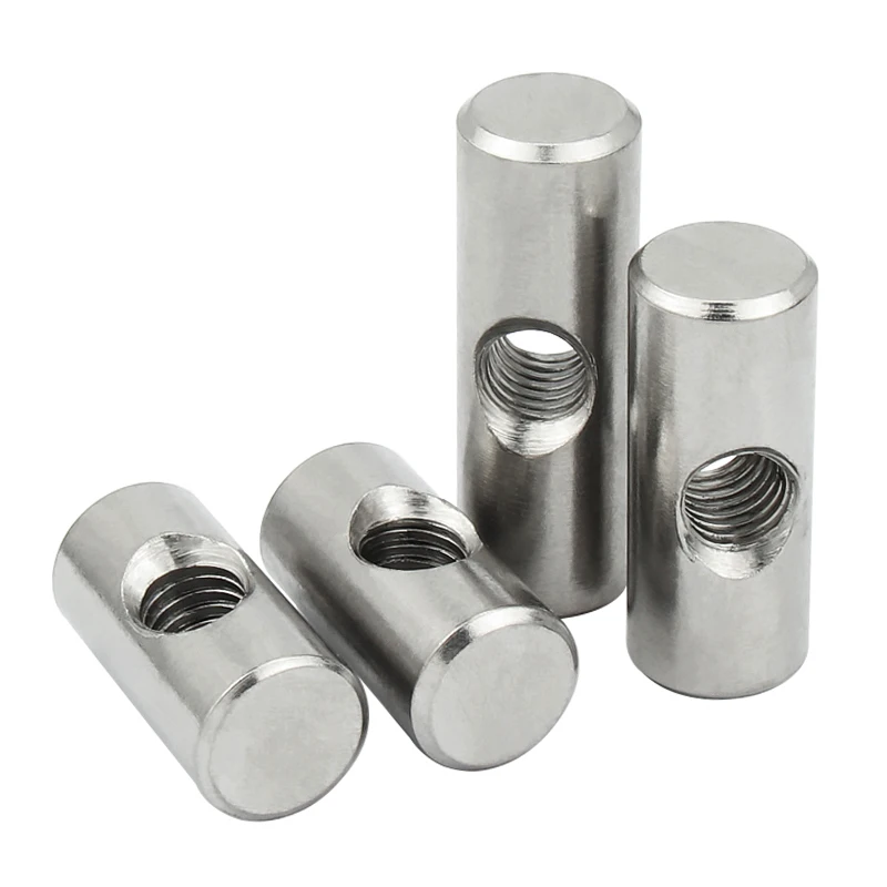 5 Pieces 304 Stainless Steel Hammer Nut One-word Thread with Hole Cylindrical Positioning Pin Embedded Connection Nut M4 M5 M6