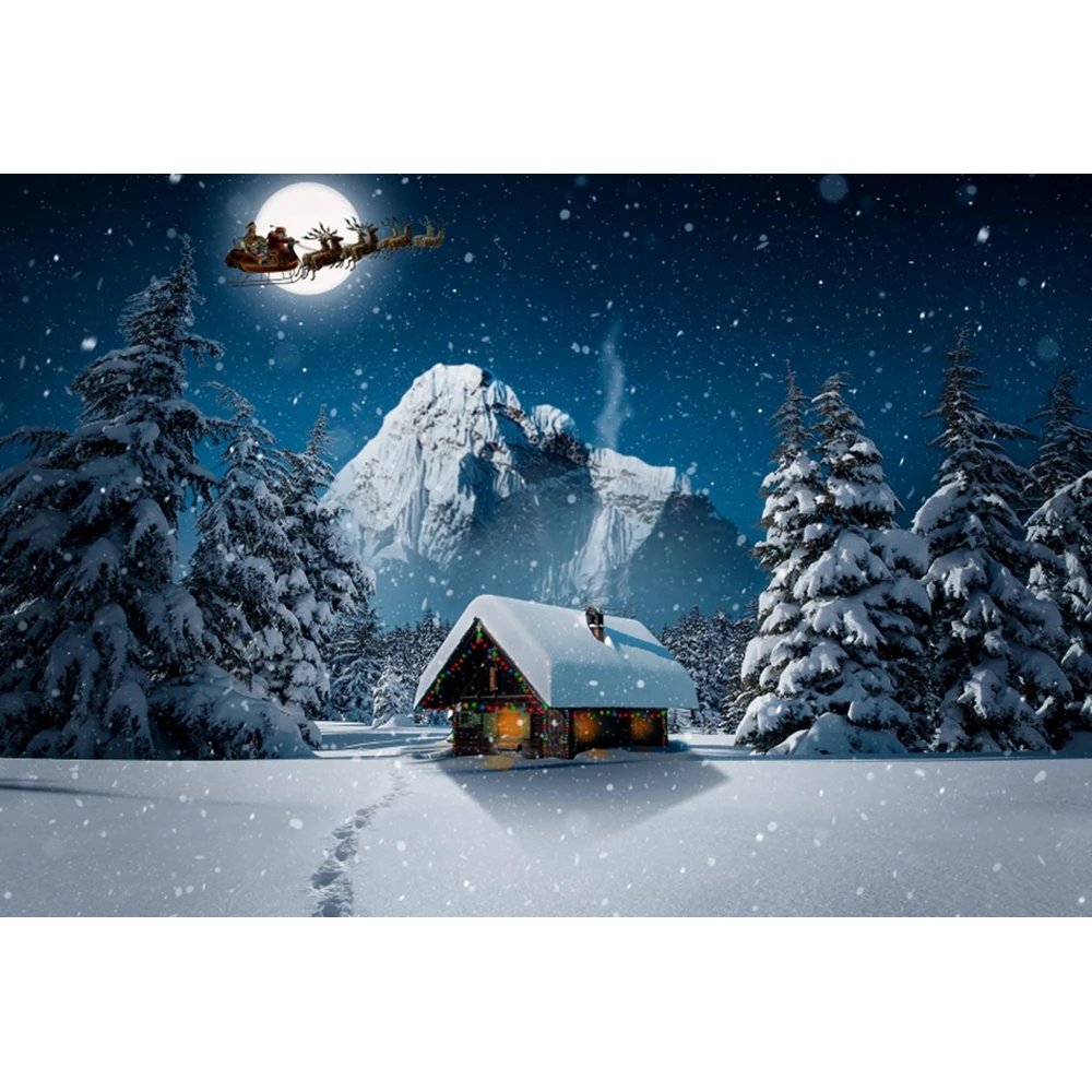 Starry Night Winter Forest Photography Backdrop - Christmas Party Decor & Child Portrait Photo Prop