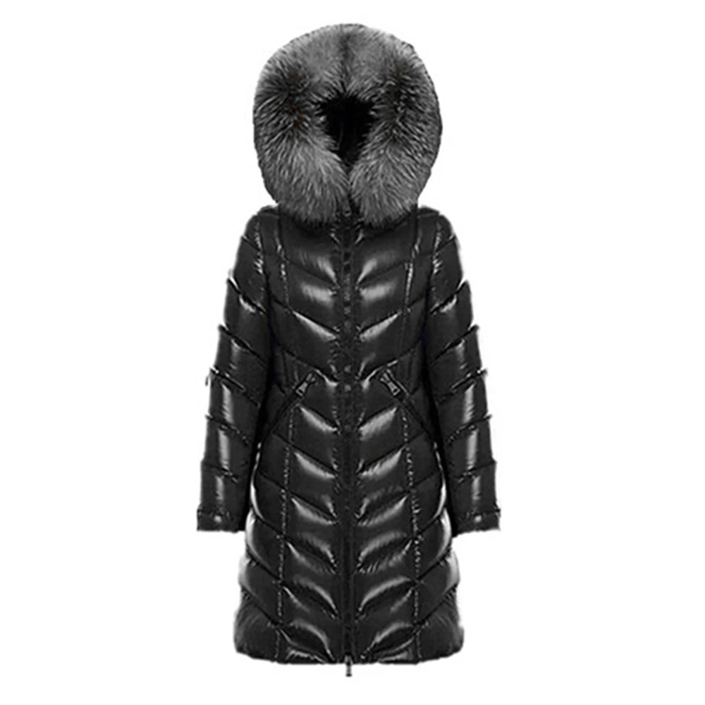 

New Jackets 2022 Winter Womens Down Coats Quality Real Fox Fur Collar Slim Female 90% White Duck Down Jackets Lady Long Hoodies