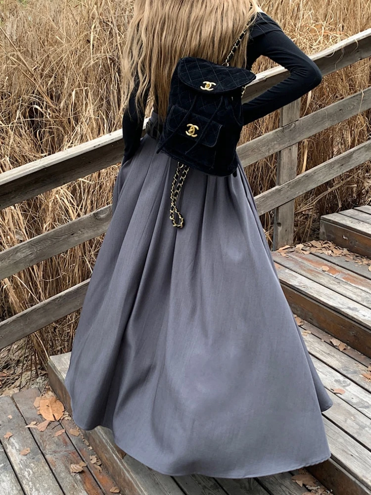 Fall Skirt Women|women's High Waist Ruffle Pleated Midi
