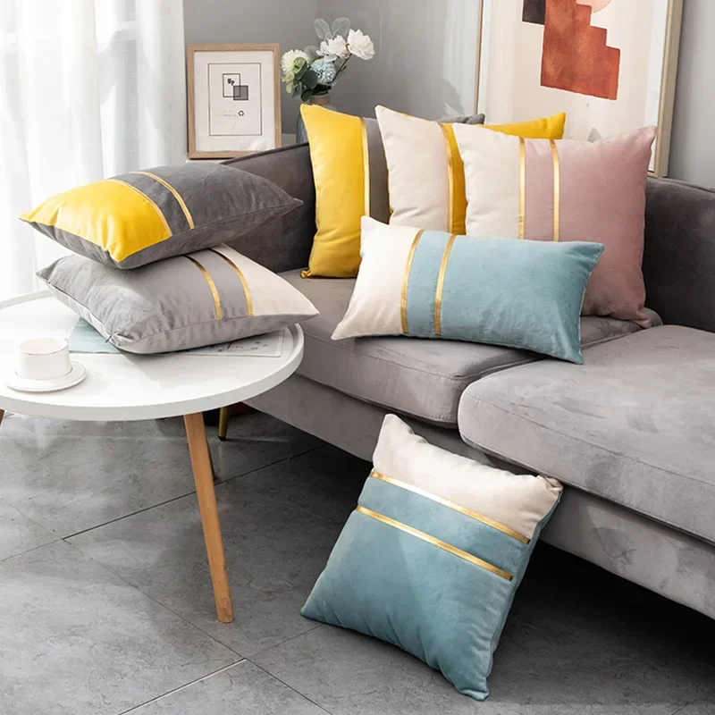 Nordic Velvet Color Block Pillowcase 2
