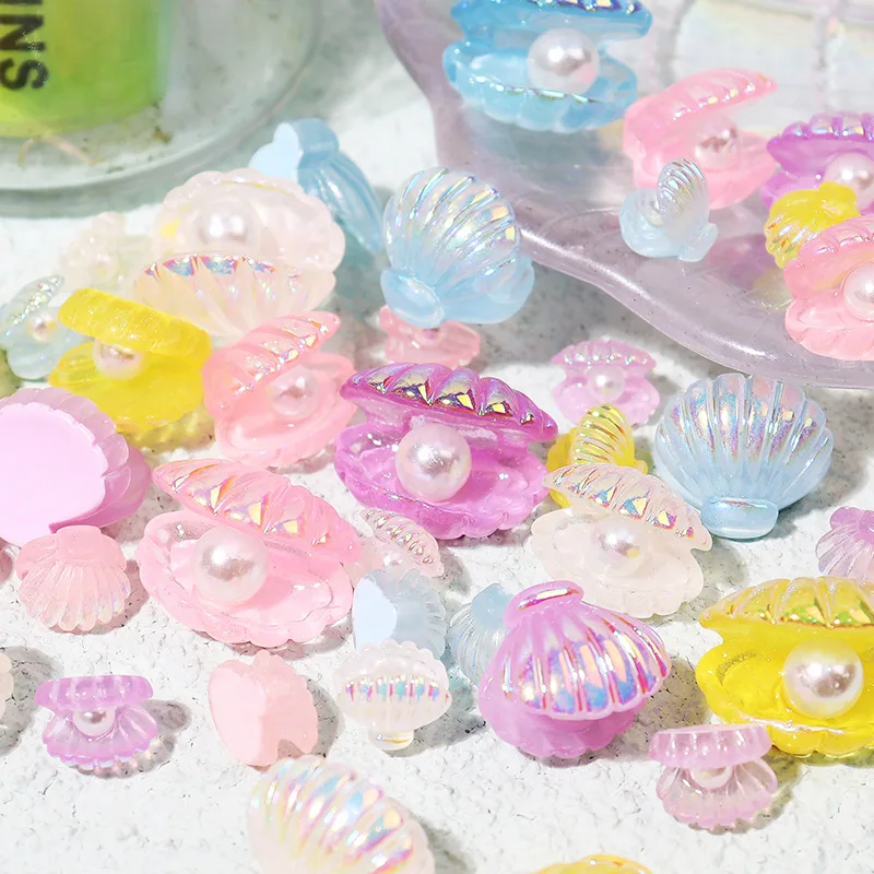 10pcs Diy Resin Home Decor Kawaii Ocean Charms Series Shell Pearl
