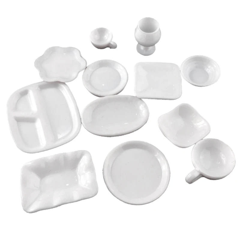 

Miniature Dollhouse Kitchen Accessories Set Resin Trays Bowls Tableware Plates Set for Realistic Play for Children Play