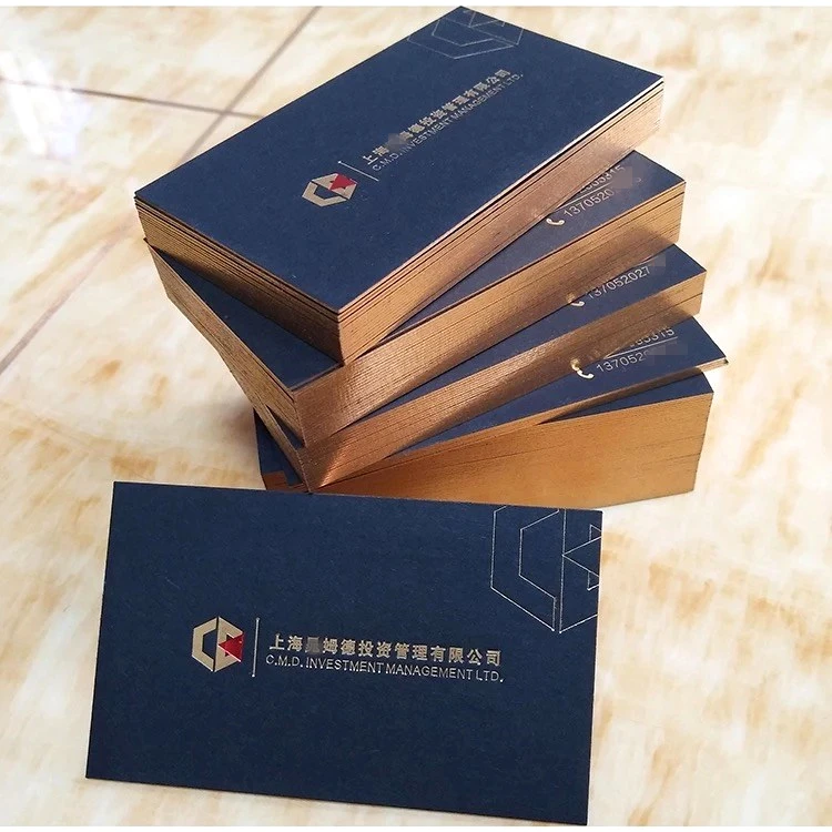 

Free design Custom Luxury Black Gold Foil Recycled Business Card Printing With Golden Border / Edge
