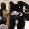 New Winter Imitation Rabbit Fur Trend Personality Pin Decorative Pullover Hat Women's Plush Warm Ear Protector Cloud Beanie Cap 2