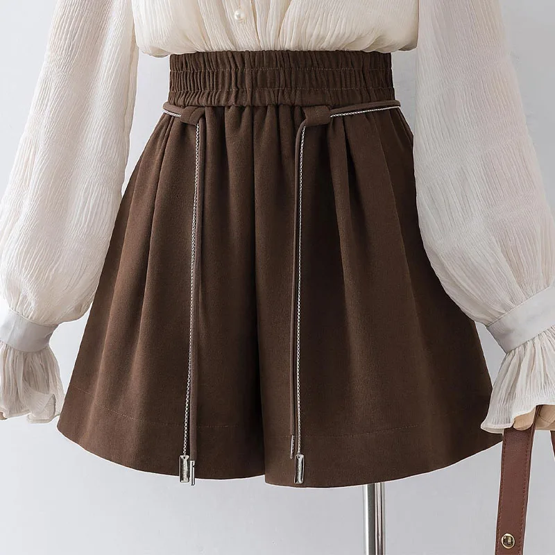 Fashion Korean Elastic High Waist Shorts For Female Summer Women's Clothing Loose Spliced Casual Solid Color Wide Leg Shorts
