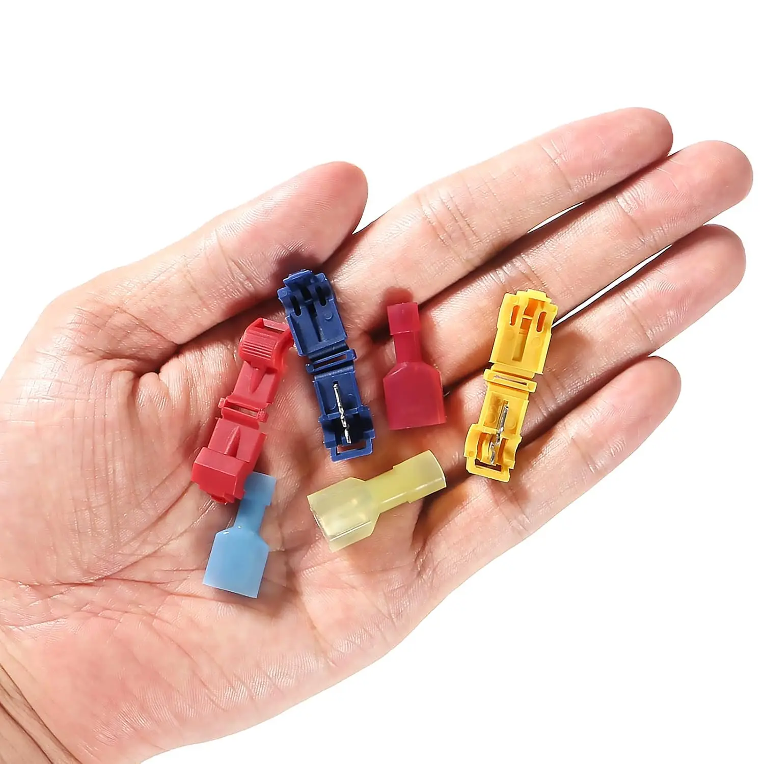 Quick Splice Self-Stripping Electrical Terminals T-Tap Wire Connectors Fully Insulated Disconnects Kit Wiring Automotive