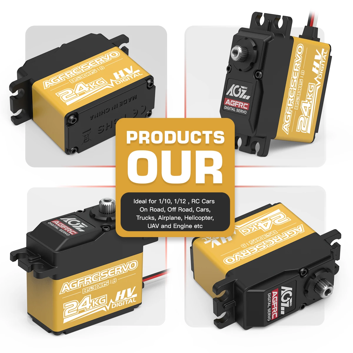 AGFRC B53DHS 디지털 하이 토크 속도 티타늄 기어 프로그래밍 가능한 HV 스티어링 서보, 1/12 1/10 RC 자동차 트럭 RC 모델용, 24KG