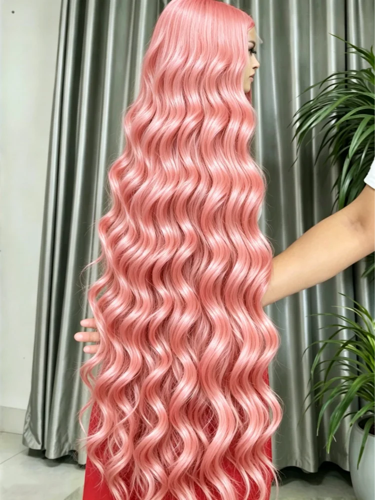 HD Transparent Lace Frontal Pink Wig 30 Inch Pre Plucked Body Wave Human Hair 13x4 13x6 Lace Front Wigs For Women