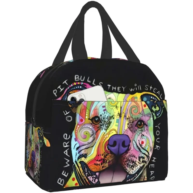 

New Pit Bulls Reusable Insulated Lunch Bag Cooler Tote Box Container for Woman Office Work School Picnic Beach Workout Travel