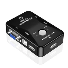  4 Port VGA KVM Switch 1080P USB2.0 VGA Splitter Mouse Keyboard Printer Pendrive Share Switcher Box Adapter 2 In 1 Out KVM Switch 