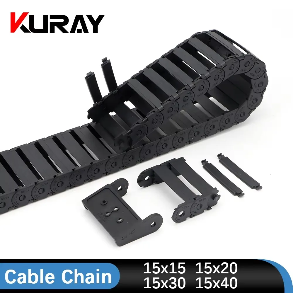 Kuray Cable Chain 15*15 15*20 15*30 15*40 15*50mm Semi-Enclosed Interior Opening Wire Transmission Carrier Plastic Drag Towline