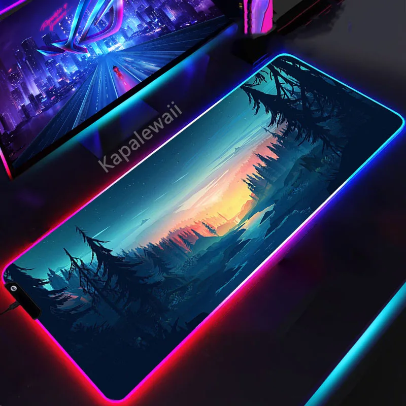 

LED Forest Mouse Pad RGB Colorful Mousepad Large Mouse Pad Speed Keyboard Pads Computer Gamer Desk Mat Waterproof Table Carpet