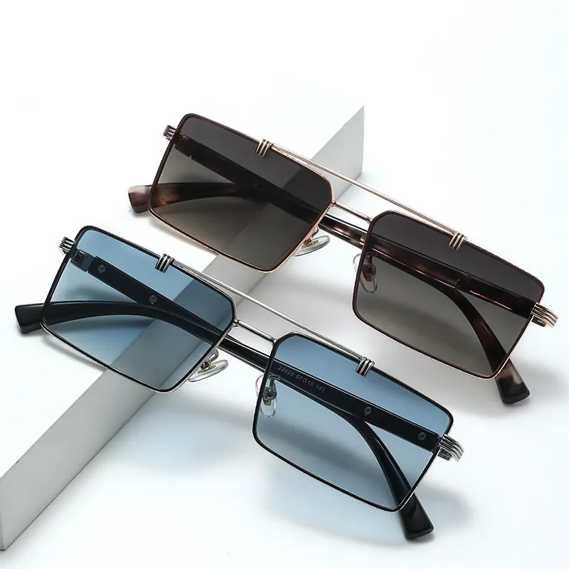 

New metal beam sun visor 22025 small square men's and women's sunglasses square Sunglasses