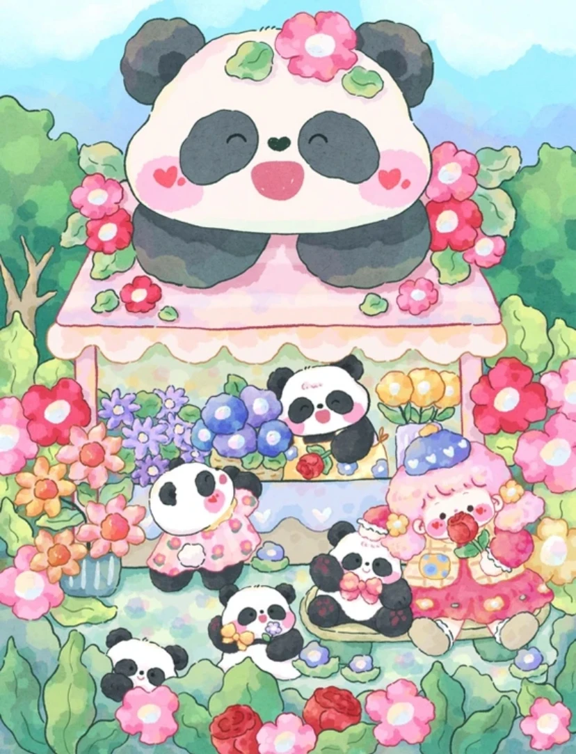 

9ct 60x80cm Cute Pandas Cartoon Cross Stitch Embroidery DIY Printed Kits Needlework Set Home Decor Crafts New