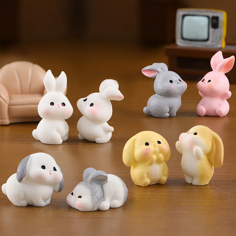 Rabbit Ornaments Rabbit Ornament Miniature Ornament Miniature Figurines Ornament Crafts 2025 Christmas Rabbit Figurine Landscape Home Kawaii Room Decor Dollhouse Miniature Fairy Garden Decoration Accessories Modern