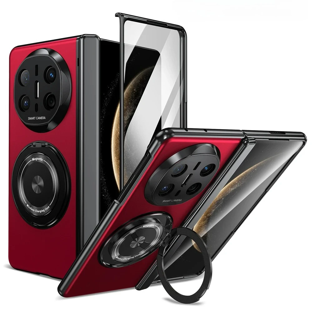 360° Rotating Magnetic Ring Stand Case with Glass Screen Protector