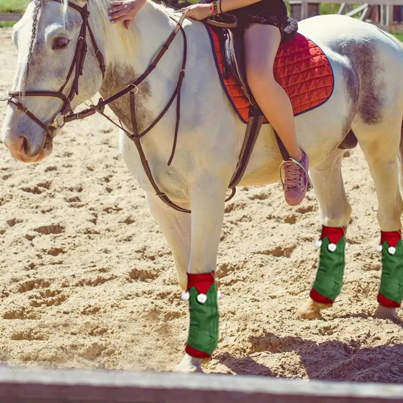 Horse Winter Leg Wraps 4X Winter Festival Horse Leg Wraps Plush Cold Weather Christmas New Year Brace